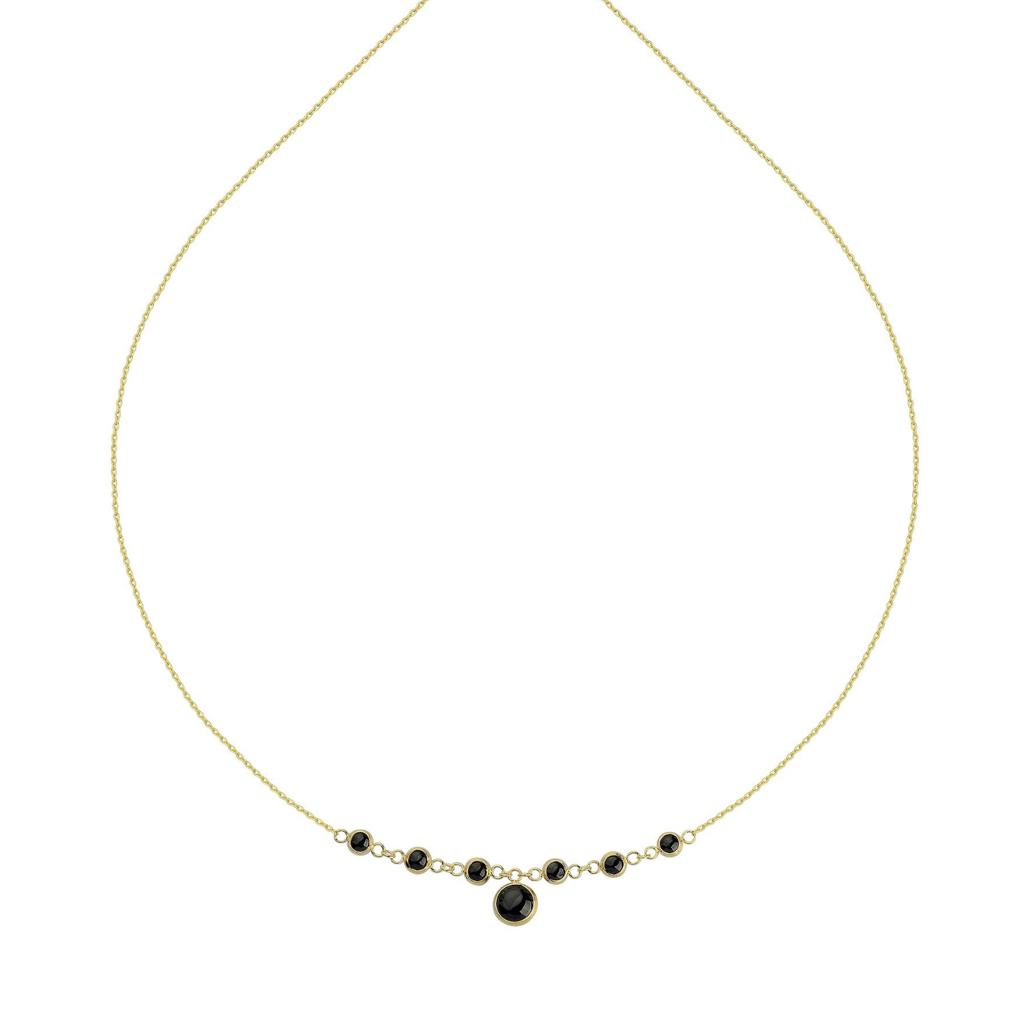 Siyah Taş Detaylı Zarif Altın Kolye & Bileklik Seti