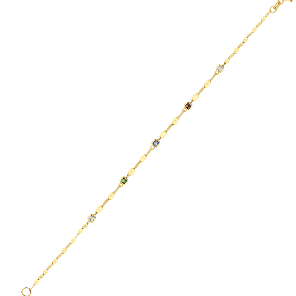 Renkli Taş Detaylı Zarif Altın Zincir Kolye