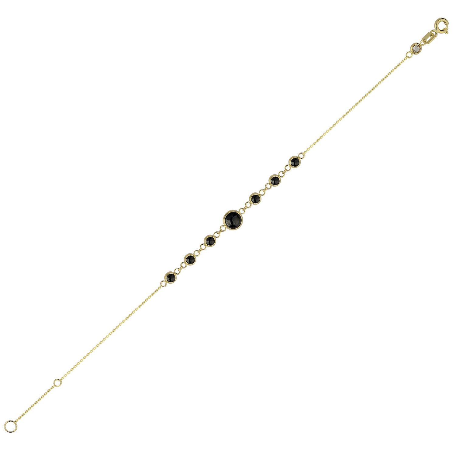 Siyah Taş Detaylı Zarif Altın Kolye & Bileklik Seti