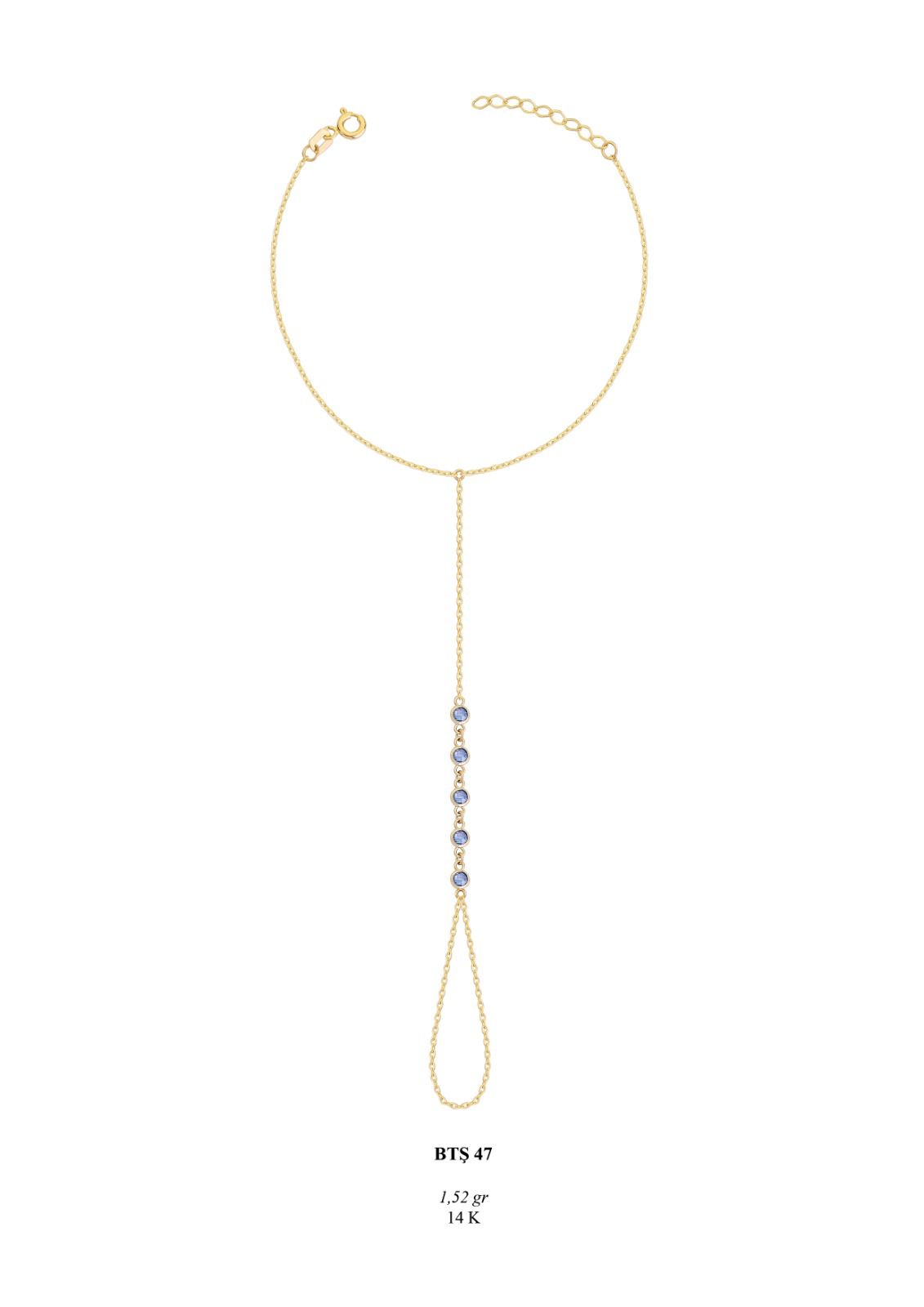 Mavi Taş Detaylı Altın Şahmeran