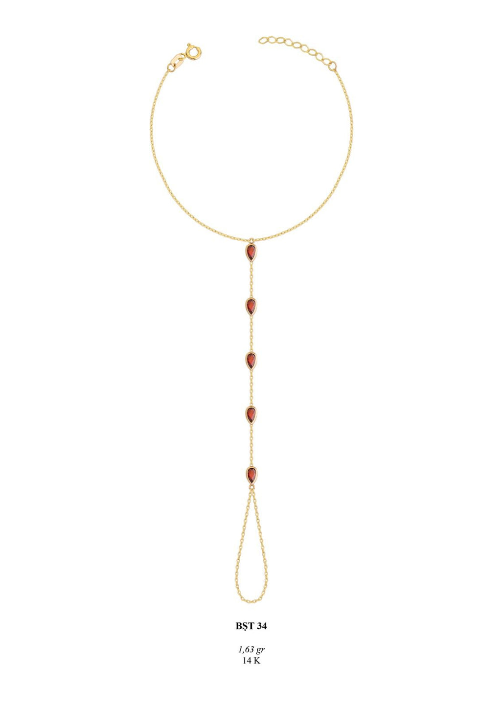 Kırmızı Taş Detaylı Zarif Altın Şahmeran