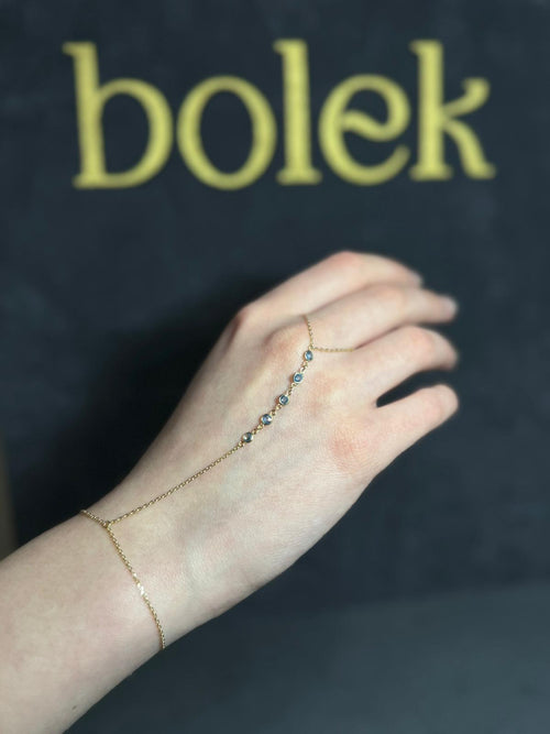 Mavi Taş Detaylı Altın Şahmeran