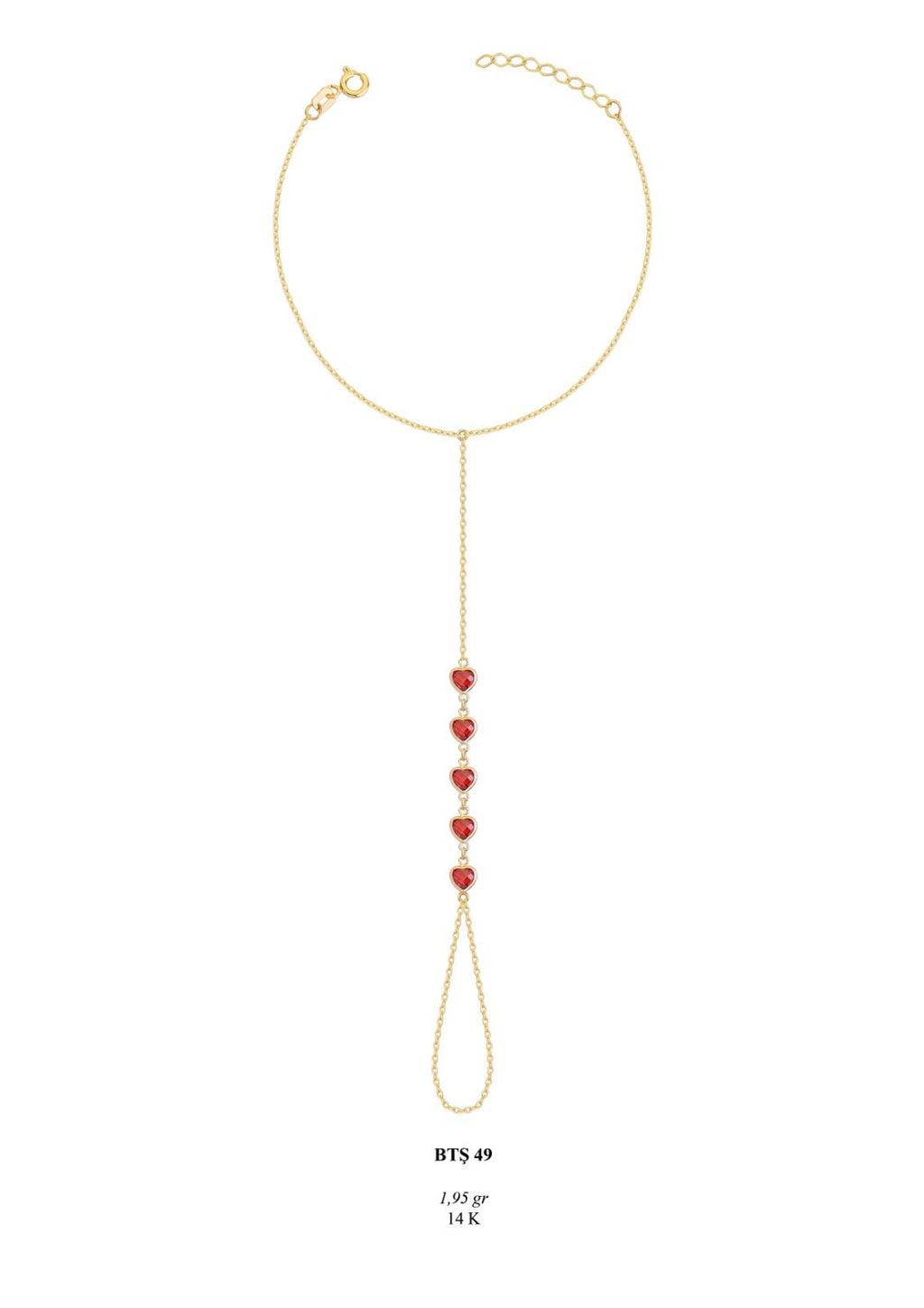 Kırmızı Kalp Taşlı Altın Şahmeran